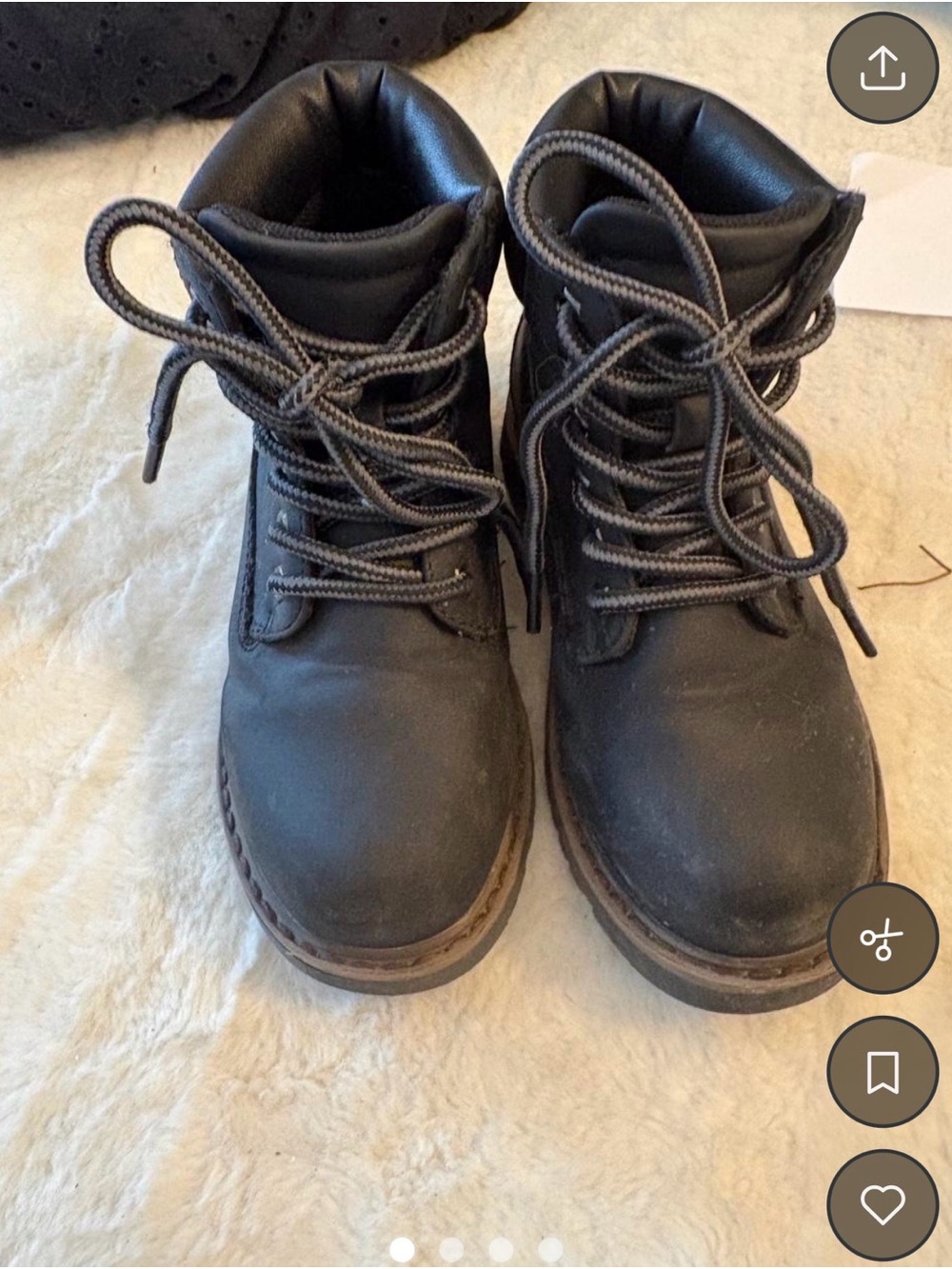 Perry Ellis Black Kids Lace-Up Hiking Boots with Brown Trim